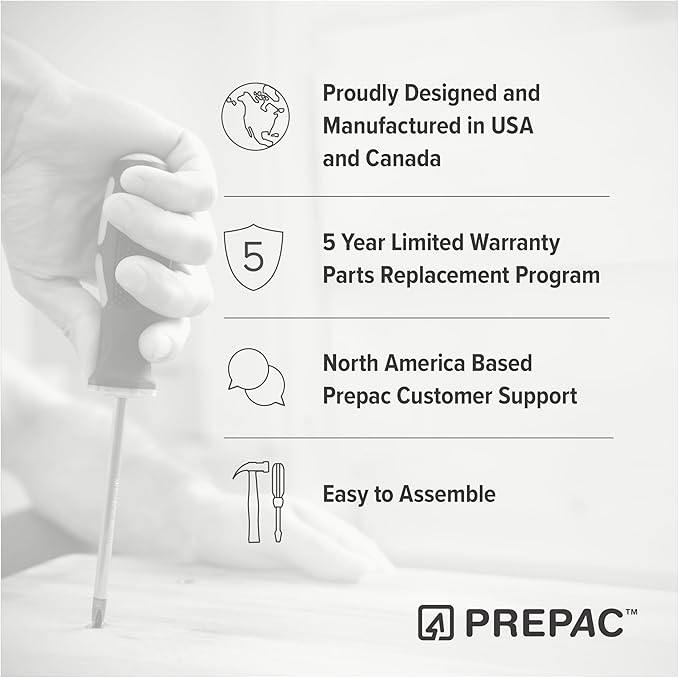 Prepac Yaletown 4 Panel Door Console Table with Storage, White Storage Cabinet with Doors and Shelves, Sideboard Storage Cabinet 60" W x 32" H x 16" D, WCBG-2220-1