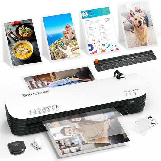 Laminator Machine, 9 Inch Thermal Laminater, Beixtopopo A4/A5/A6 Personal Laminator Machine with Laminating Sheets, 6 in 1 Heating Laminate Machine for Home School Office, Silent