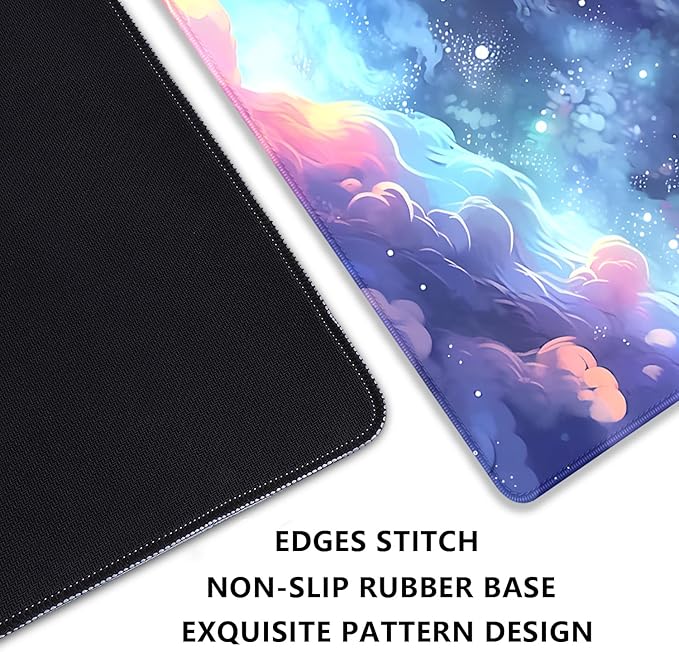 Stars Sky Dark Blue Cosmos Mouse Pad Desk Mat,Large Extended Gaming Mouse Pad with Stitched Edges,Non-Slip Waterproof Rubber Base for Office,Computer,Keyboard,Laptop and Home Desk Pad(27.5X11.8 in)