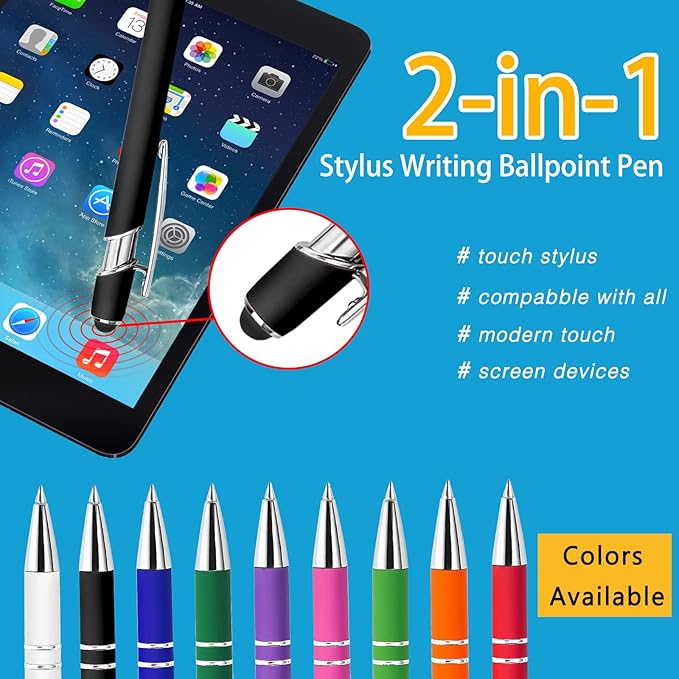 Max 500 Pcs Personalized Pens Bulk, Custom Pens with Free Engraving, Customized Stylus Tip Ballpoint Pen with Your Name Massage Text for School Office Business Graduation Anniversaries-250 Packs