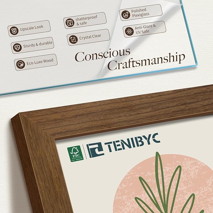 18 x 24 Poster Frame - 4 Pack, Brown Wood Picture Frame, Display Pictures, Posters, Puzzles, Horizontal and Vertical Wall Hanging