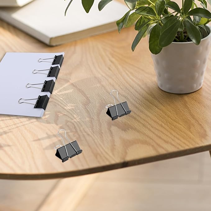 Ufmarine Medium Binder Clips 1.25 inch Length, (40 Pcs) Medium Paper Clips for Office