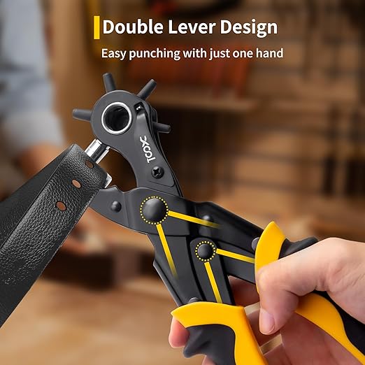 XOOL 2 in 1 Leather Hole Punch Eyelet Tool Kit, 3/16" 4.5mm Metal Eyelets for Fabric, Hole Puncher, Eyelet Pliers for Shoes Leather Clothes Belt