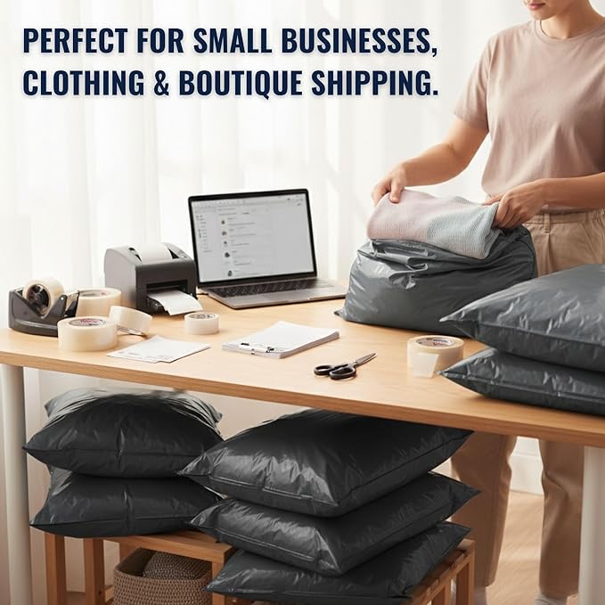 5 Large Shipping Bags 17x24 | Jumbo Poly Mailers for clothes | Strong Thick Mailing Bags with Self Adhesive | Self Sealing Shipping Envelopes