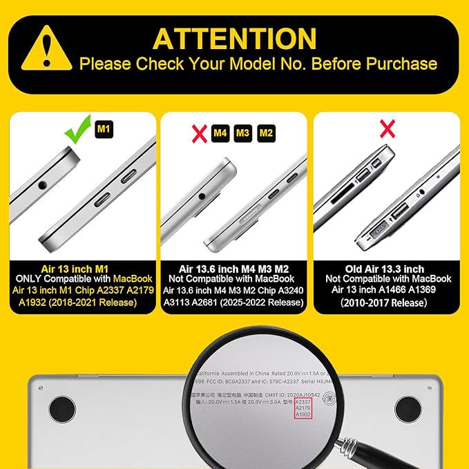 Compatible with MacBook Air 13 inch Case 2021 2020 2019 2018 M1 Chip A1932 A2179 A2337, Plastic Hard Shell Case Keyboard Cover Screen Film Dust Plug for MacBook Air 13 M1, Crystal Purple