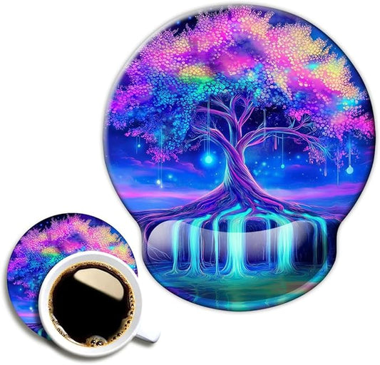 Ergonomic Mouse Pad with Wrist Support,Mouse Pad with Wrist Rest,Relieve Wrist Pain Mousepad Non-Slip Rubber Base,Mouse Pads for Desk,Computers,Laptop,Office,Home,Accessories Tree of Life