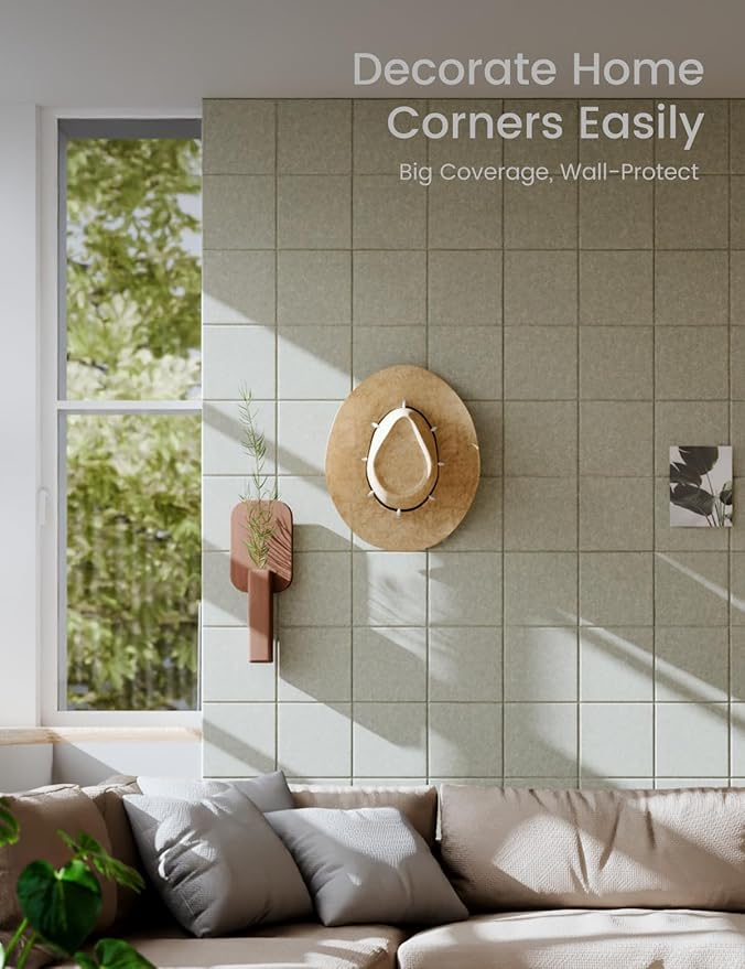 Large Felt Bulletin Board 36" x 24"Cork Board Alternative-6 Pack with 40 Safe Removable Adhesive Tabs, Cork Boards for Walls Cork Board for Home Office Classroom Pin Board-Sage