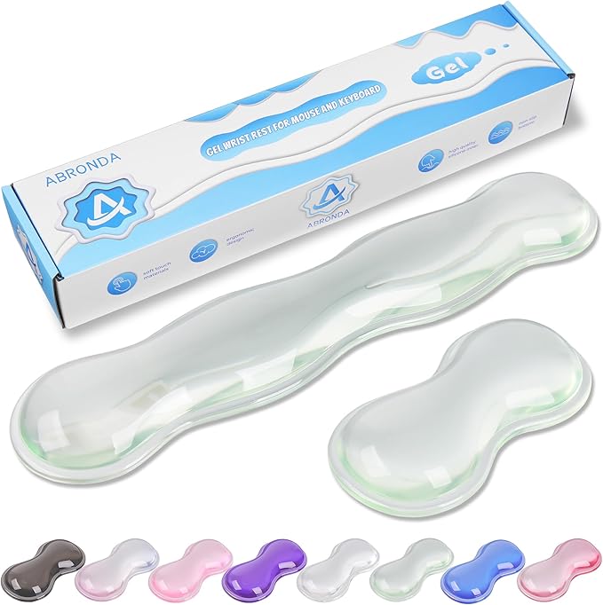 Gel Wrist Rest for Keyboard and Mouse, Wrist Rest for Keyboard, Mouse Wrist Support, Pain Relief, Cool Touch, Non-Skid, Keyboard and Mouse Wrist pad Set
