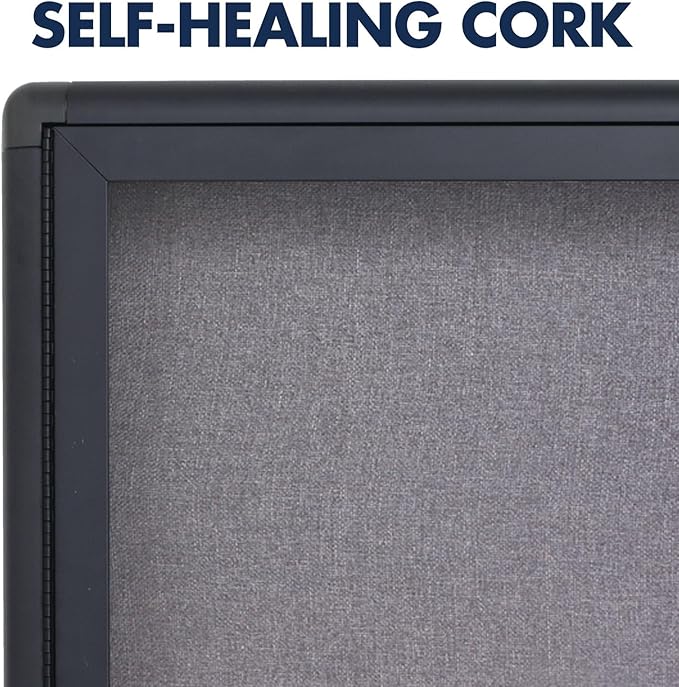 Quartet Enclosed Radius Fabric Bulletin Board, 6' x 4', 3 Door, Graphite Frame (2367L)