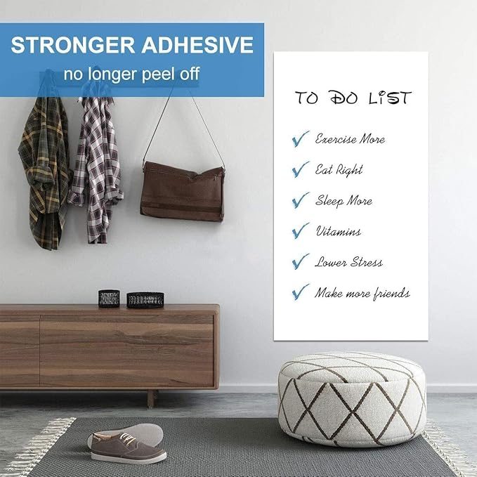 AFMAT WS23 Dry Erase Board Sticker, 48 x 36 inches White Board Wallpaper, Dry Erase Sticker for Wall, 4' x 3' Peel and Stick Whiteboard Contact Paper, Adhesive Whiteboard Roll, No Ghost, 3 Markers