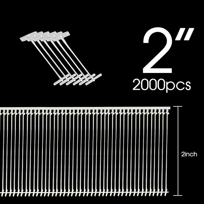 2 inch Standard Tagging Gun Fasteners, Tag Gun Refills,Plastic Fasteners,Clothing Tag Barbs Attachments Price Label for All Standard Price Tag Gun(2000pcs)