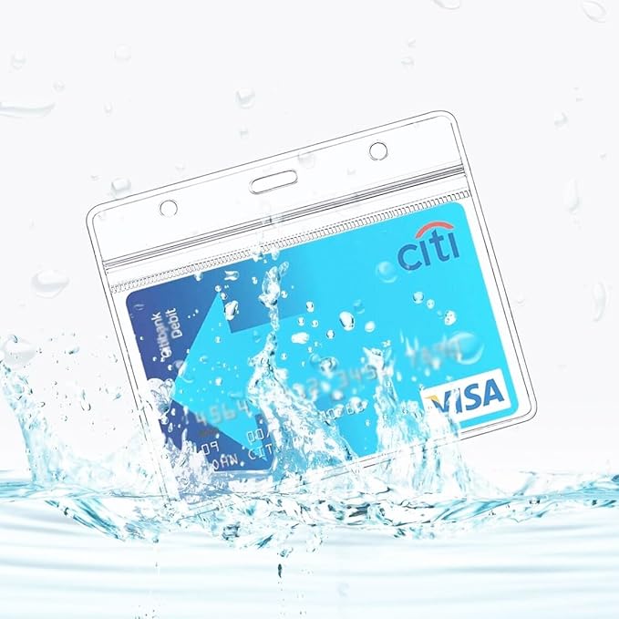 4x3 Name Tags Badge Holder with Lanyard 50 Pack Waterproof Horizontal ID Badge Holder and 50 Pcs Lanyards Nametag for Conferences, Events, and Meetings (Blue, 4 X 3 inches)