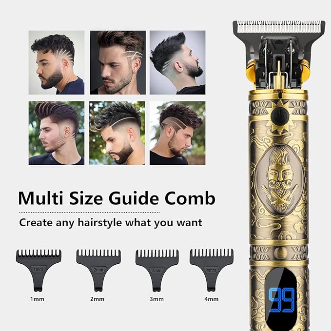 Professional Hair Trimmer for Men,Hair Clippers Nose Hair Trimmer Shaver Set,Cordless Barber Clippers,T-Blade Beard Trimmer Electric Shaver Razor for Men Haircutting Grooming Kit