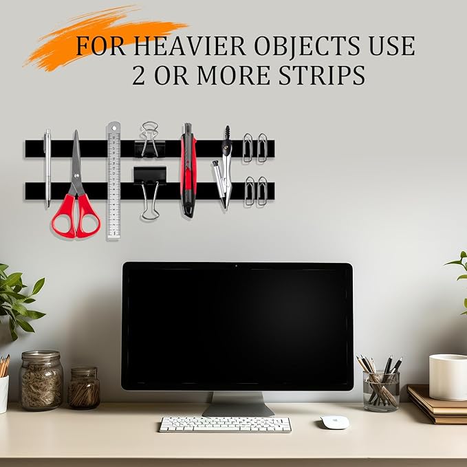 Flexible Magnetic Tape Strip Roll with 3M Adhesive Backing,(1in Wide x40ft Long) Sticky Magnet Tape Strips for Kitchen, Garage Whiteboards Fridge DIY Organization