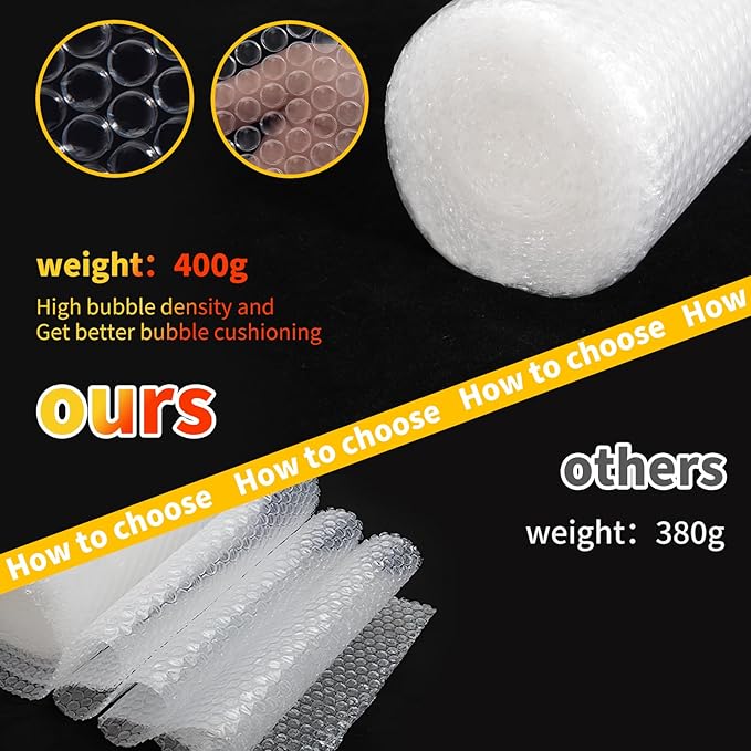 Bubble Cushioning Wrap 2 Pack 12 Inch x 72 ft Bubble Wrap for Packing，Moving Boxes and Shipping for Your Business，Perforated Every 12 in.Suitable for Filling Packaging Boxes.