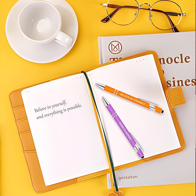 50 Pcs Inspirational Pens Bulk - Motivational Ink Ballpoint Pen with Quotes Stylus Tip Nurse Gifts for School Coworkers Office Supplies Black Ink