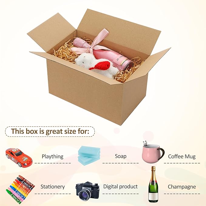 Eupako 10x6x6-Small-Shipping-Boxes-30-Pack-Brown-Corrugated-Box-Mailers, Cardboard Boxes for Packaging Small Business, Mailing