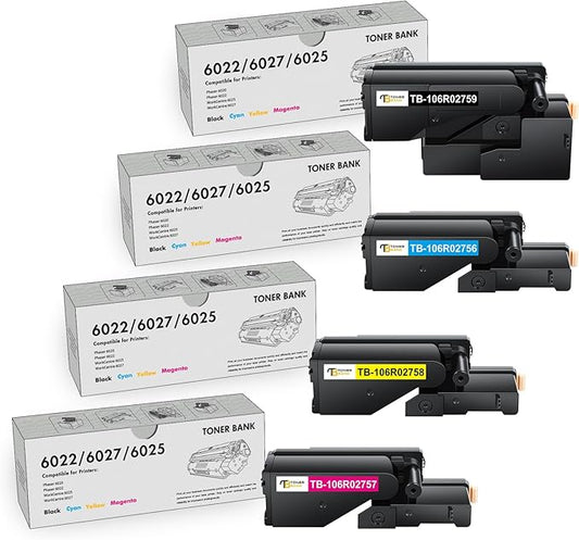6022 6027 Toner Cartridge Compatible Replacement for Xerox Phaser 6022 6020 for WorkCentre 6027 6025 Printer (106R02756 Cyan, 106R02757 Magenta, 106R02758 Yellow, 106R02759 Black)