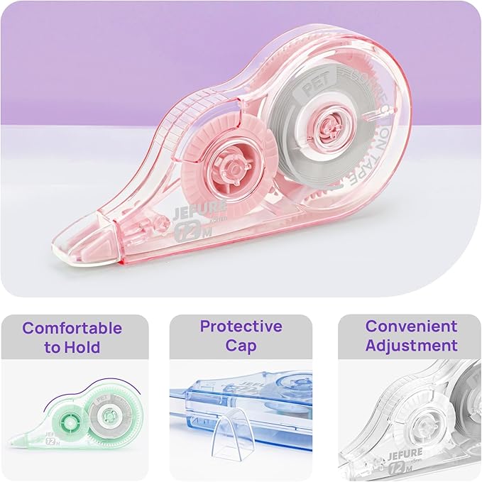 30 Pcs Colorful Core Correction Tape, 39.37 Ft White Wrong Out Tear-Resistant Bulk, Instant Corrections Easy to Use Applicator for School, Office, Note Taking, Journal (Tape Width 0.2 in)