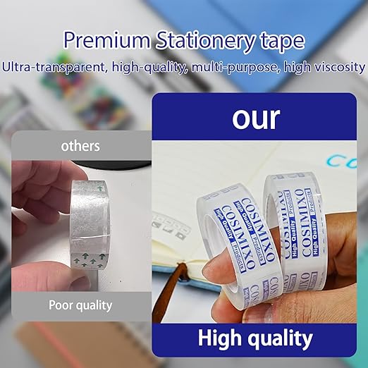 COSIMIXO 96Rolls Crystal Clear Tape Refills for Dispenser, 3/4Inch x 1000 inch,Bulk Transparent Tape,Office Stationery Tape for Home and School