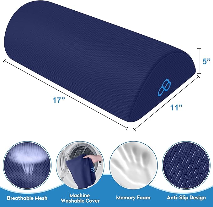 StepLively Foot Rest Ergonomic Pillow for Under Desk at Work, Anti-Fatigue Footrest Support Pillow for Fatigue & Pain Relief, Comfortable for Office Chair, Car Seat & Gaming Chair - Blue