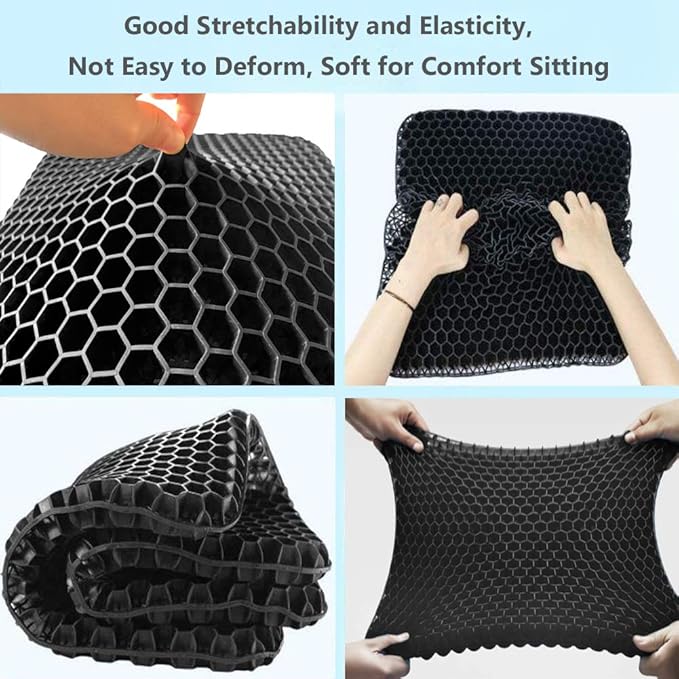Gel Seat Cushion for Long Sitting (Super Large & Thick), Soft & Breathable, Gel Chair Cushion for Wheelchair, for Hip Pain, Gel Seat Cushion for Office Chair