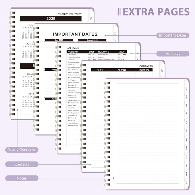 Planner 2025-2026, Weekly and Monthly Calendar Academic Planner (July 2025 - June 2026), Hardcover Teacher School Student Agenda with Tabs, Ideal for School Office Supplies, A5 (6.3" x 8.5")
