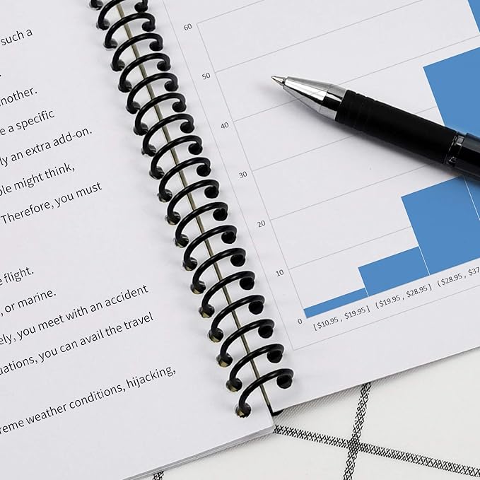 Rayson 5/16" Plastic Spiral Binding Coil, 40 Sheets Capacity, 4:1 Pitch 7.9mm Black Coil Binding Spines for Business and Educational Purposes, Pack of 100