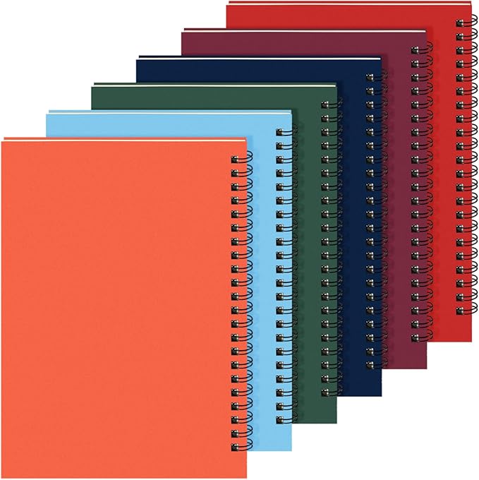 Yahenda Spiral Notebook Bulk A5 College Ruled Journals Notebooks Lined 8.3 x 5.5 Inch Note Books Writing Thick Paper Notebook for Christmas Office Business School Gifts Supplies(Trendy Colors, 6 Pcs)