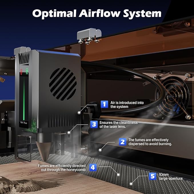 L8 Laser Engraver, 40W Power Output Laser Cutter Built-in Acrylic Enclosure with Vent, 40,000mm/min All-in-one Laser Engraving Machine Air Assist Pump, Honeycomb, Camera, Laser Safety Class 1