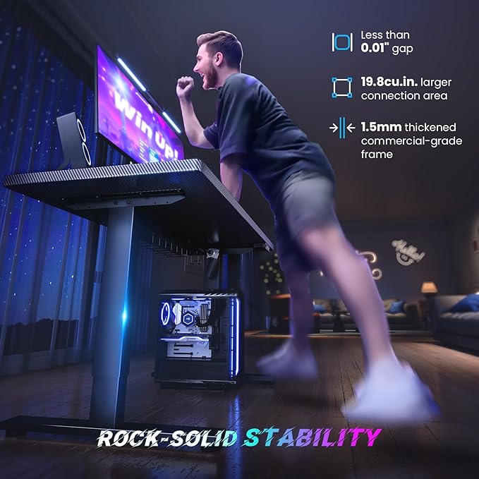 SIAGO Electric Standing Desk Adjustable - 63 x 24 Inch Sit Stand up Desk with Cable Management - 3 Memory Preset Adjustable Height Table