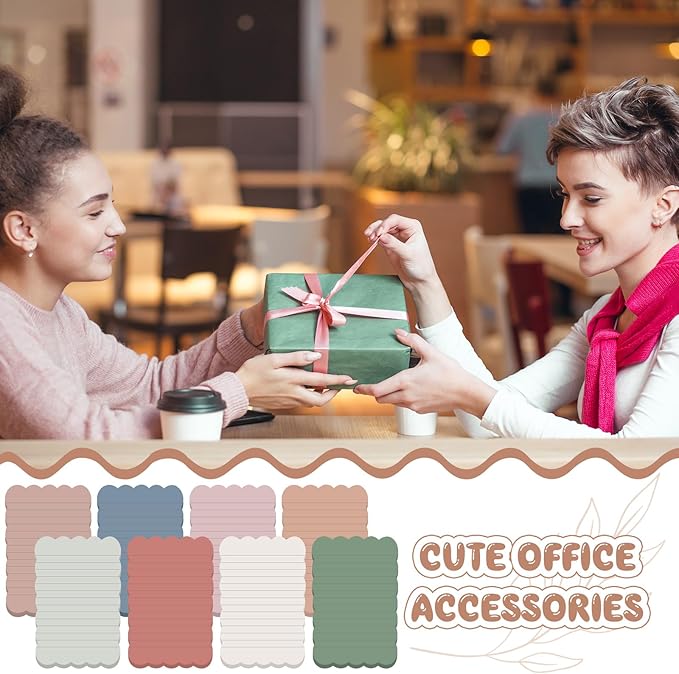 Eaasty 8 Pack Scalloped Sticky Notes Bulk Christmas Cute Self Sticky Note Pads Multi Color Bright Vintage Note Pads or School Office Supplies 240 Sheet(4" X 6",Vintage Color Lined)