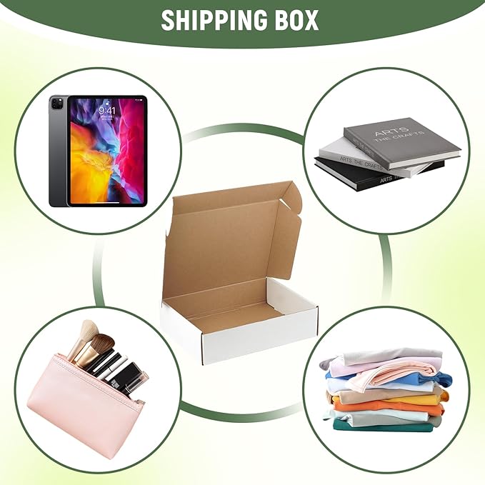 25 Pack 12"x9"x3" inch Small Shipping Boxes White Corrugated Cardboard Box for Small Business, Mailer, Shipping, and Packing