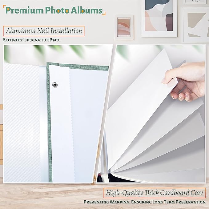 Photo Album Self Adhesive Scrapbook,120 Pages Large Photo Book for 4x6,5x7,8x10 Pictures,DIY Album for Baby Wedding Family Travel Birthday,with Metallic Pen and Scraper