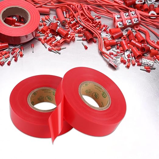 Lichamp 10-Pack Red Electrical Tape Waterproof, 3/4 in x 66ft, Industrial Grade UL/CSA Listed High Temp Electrical Tape Electric Super Vinyl