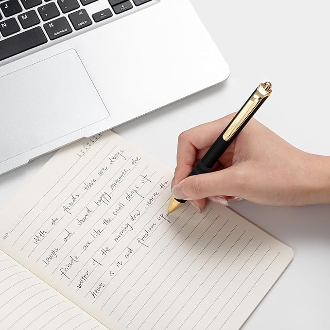 Linbsunne Ballpoint Pens Black Medium Point 1mm Pen with Super Soft Grip Ball Point Pen for Men Women Retractable Pens (Style2, 12-Count)