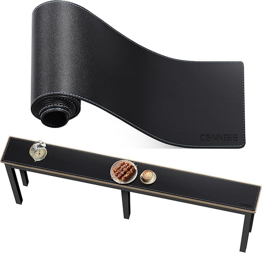 CENNBIE Console Table Leather Cover - 78.8 x 5.9 Inches Sofa Table Narrow Long Mat - TV/Media/Gaming/Center Console Table Protector Pad for Narrow Side Table, Sideboard, Entryway Table (Black)