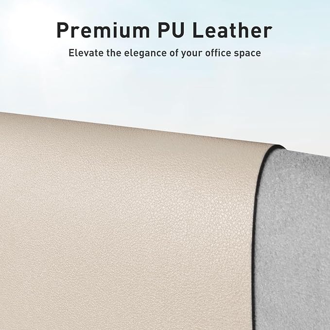 Aothia Faux Leather Desk Mat – Large Mouse Pad, Non-Slip PU Leather Blotter, Waterproof Writing Surface for Office and Home (Eggshell, 47.2" x 23.6")