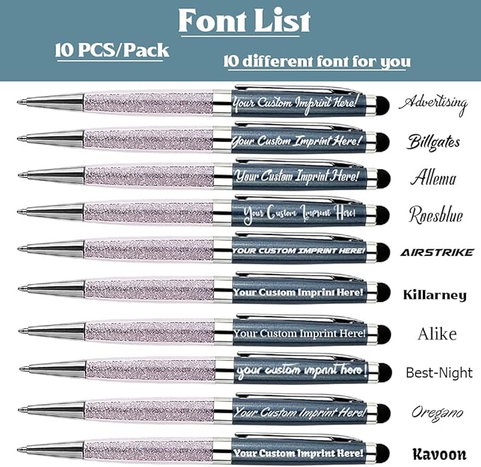 Ancolo Custom Luxury Office BallPens with Stylus Tip Medium Point - Nice writing Pens - Engraved with Your Name Slogan, Perfect for Men and Women Girls boys 10 Pens/Box (gray)