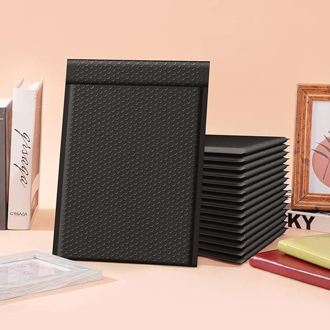 Fuxury 100 Pack Bubble Mailers 10.5x16 Inch, Self Seal Padded Envelopes Waterproof Mailing Envelopes, Padded Mailers, Shipping Bags for Packaging, Small Business Large #5, Black