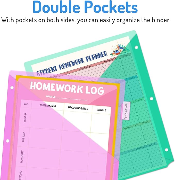 Forvencer 8 Count Dividers with Two Pockets, 8 tabs Binder Dividers for 3 Ring Binder Organizer, Multicolor, 1 Set