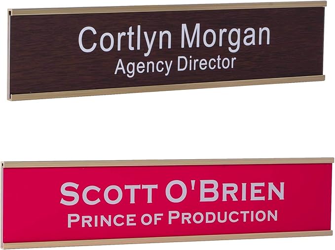 Personalized Office Engraved Name Plate With Wall or Desk Holder 2"x10"