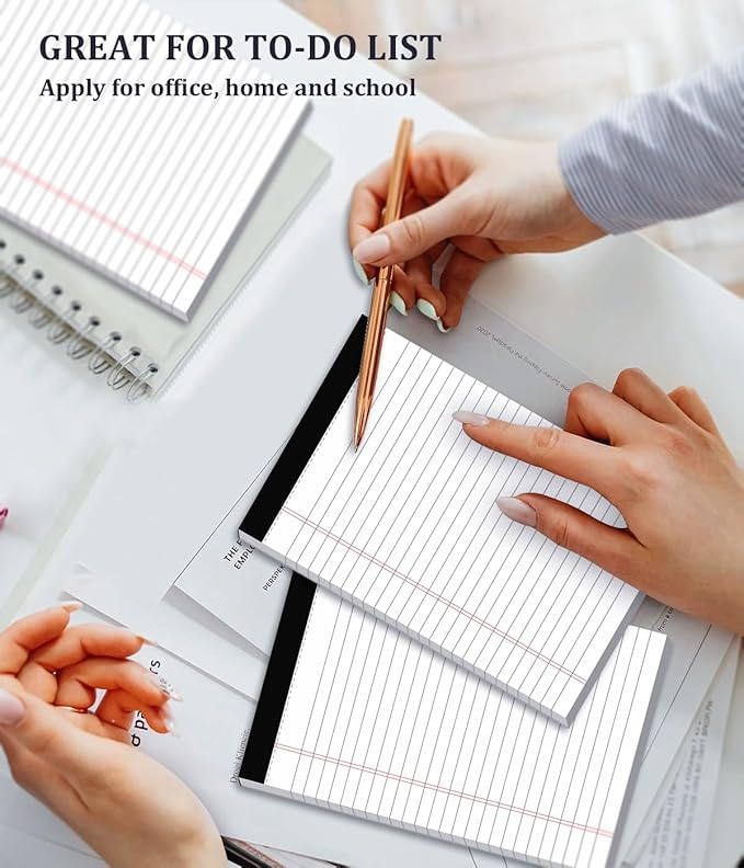 Legal Pads 5x8 Small Note Pads 5x8 Notepads for Work, 6 Pack Writing Pads 5x8 College Ruled Lined Paper Pads, Micro Perforated Decent 80 GSM 5x8 in Legal Note Pad Narrow Ruled, 30 Sheet per Notepad