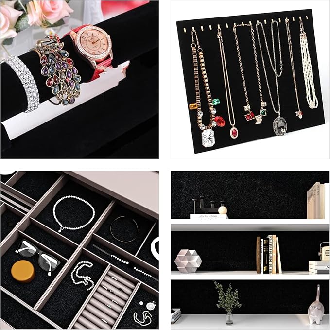 FunStick 15.8"x240" Self Adhesive Felt Fabric Sheets Black Velvet Fabric for Art and Crafts Soft Velvet Drawer Liner for Dresser Jewelry Box Peel and Stick Back Felt Sheets Thick Velvet Flocking Liner