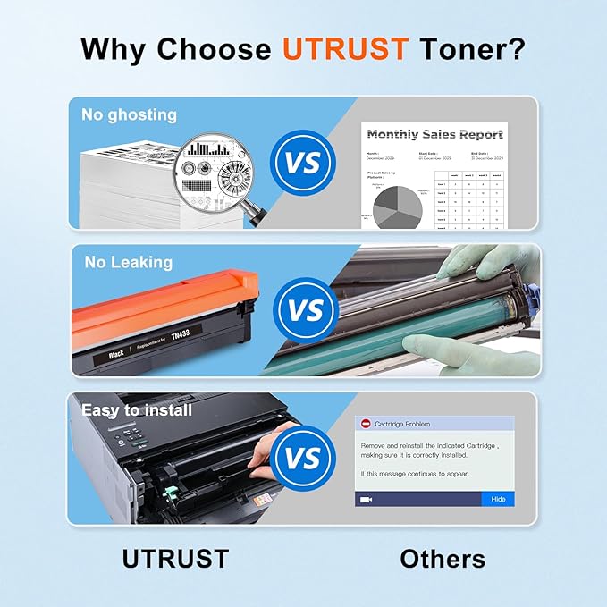 TN433 Toner Cartridge Replacement for Brother TN 433 TN-431 MFC-L8900CDW MFC-L8610CDW HL-L8360CDW HL-L8260CDW Printer Toner (TN433BK TN433C TN433M TN433Y, 4-Pack)