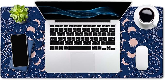 SSOIU Large Mouse Pad, Astrology Desk Mat for Desktop, Women Girls Waterproof Gaming Mousepad, Crescent Moon and Sun Computer PC Laptop Protector Writing Pads for School Office Home 35.5" x 15.7"