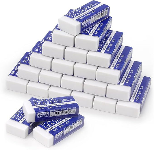 Tamaki 24 Pack Pencil Erasers, Large White Erasers for School Office, Art Erasers for Drawing