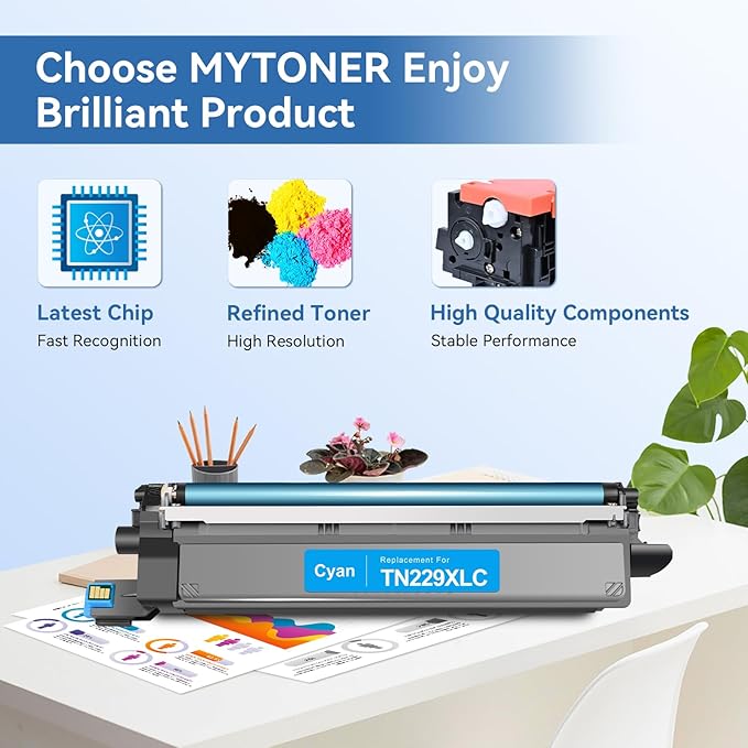 MYTONER Compatible Toner Cartridge Replacement for Brother TN229XL TN229 XL Toner Cartridges for MFC-L3720CDW MFC-L3780CDW HL-L3280CDW HL-L3220CDW HL-L3300CDW Printer (4 Pack TN-229XLBK/C/M/Y)