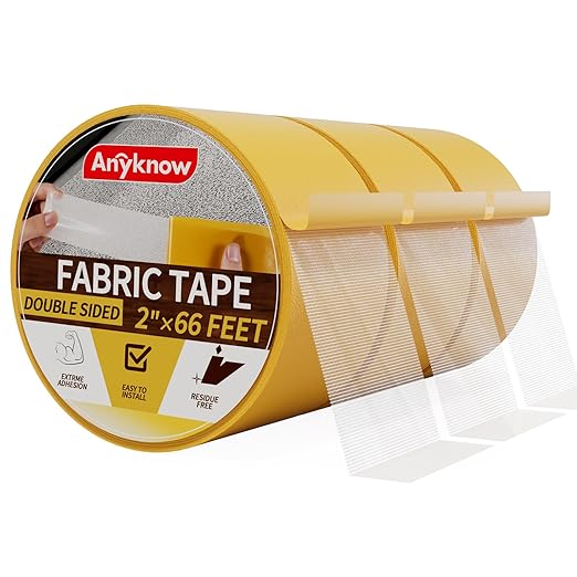 Heavy Duty Double Sided Mesh Tape - Professional Strong Hold Removable Tape for Rug, Carpet, Wall & Clothing, No Residue and No Damage Guaranteed (3 Rolls, 2" x 66FT)