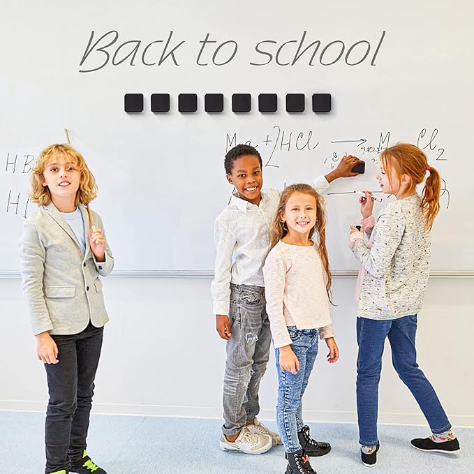 Dry Erase Erasers, IHPUKIDI 48 Pack Magnetic Whiteboard Dry Eraser Chalkboard Cleansers for Classroom, Home and Office (Black 2 x 2 Inch）